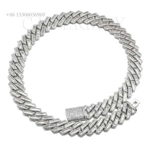 Newstyle Hiphop S 18Mm Baguette Cuban Link Chain 7-26Inches Moissanite Necklace For Rapper Party Gift