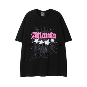 Aranha T Shirt Homens Designer Camiseta Número 55555 Estrela Espuma Impressão de Alta Qualidade Puro Algodão Rosa Verde Mulheres Camisetas Trendy Casal Tee Solto Versátil Mens Camiseta 342