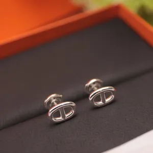 S925 silver Luxury quality charm stud earring with oval shape in silver plated have stamp box PS3325A