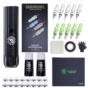 Dragonhawk X3 Wireless Tattoo Kit Rotary Motor Stift Maschine Patrone Nadeln Tattoo Versorgung TZ-201LY