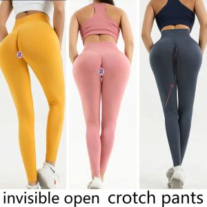 Outfits Women's Peach Hip Sports Workout Open Crotch Pants Elastic Tights Invisible Zipper Sexiga leggings for Field Female Gym Leggings