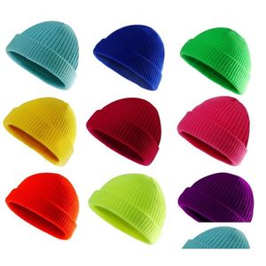 Czapki do czapki/czaszki 19 kolorów mody mężczyzn kobiety rybak czapki akrylowe czapki czysty kolor tler czapka czapka ciepła zima kropla dostawa dh7hr