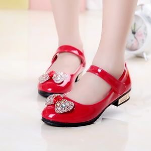 2024 Spring and Autumn Girls' Princess Shoes, Patent Leather, Red Shoes with Bow Knot