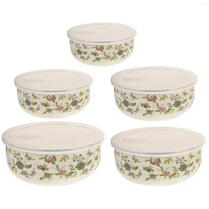 Dinnerware Sets Large Bowls With Lids Serving Enamel Storage Mixing Salad Container Kitchen