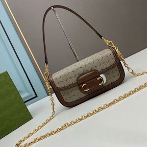 Chain Crossbody Bag Handväskor Vintage Shoulder Bags Gold Hardware Classic Letter Canvas Leather Clutch Purse Flap HASP CEMBER TELEFON P216O