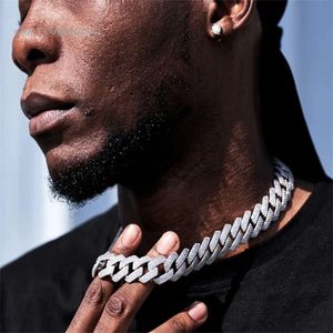 18 мм хип-хоп ожерелье Iced Out Sier Муассанит кубинский бриллиантовый браслет позолоченная цепочка для мужчин ювелирные изделия