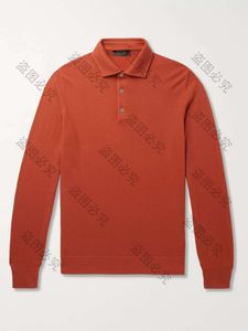 Projektant Mens Polos Loro Piano długie rękaw Sym Slim-Fit Cashmere Polo Shirt Fashion Autumn and Winter Tops