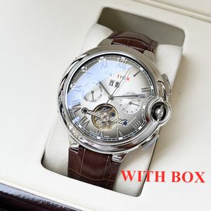 Hot Sale Montre Original Designer Watches Men armbandsur riktiga läderremmar 44mm spegelkvalitet automatisk tourbillon mekanisk lyxmän klocka