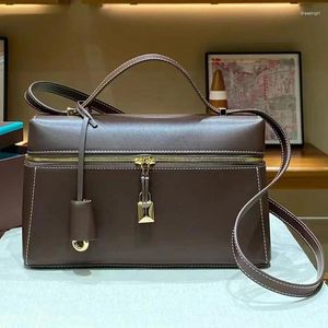 Kvällspåsar Master Quality Calfskin LP27 Box Bag 2024 Kvinnors pendlare Fashion Single Shoulder Cross Elegant Temperament Handväska