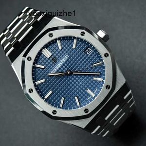 Minimalist Tactical Wrist Watch AP Watch Mens Watch Royal Oak Series 15500ST Precision Steel Blue Plate 41mm Diameter Automatic Mechanical Business Leisure Watch S