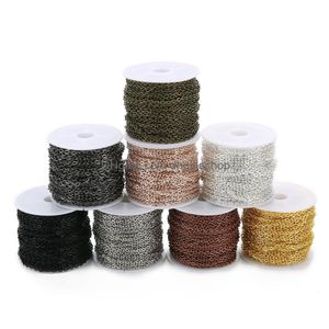 Ketten 10Yards 2xm Rolo Link Ketten Silber Rose Gold Bronze Schwarz Metall O Kettenrollen für Halsketten Ohrringe Armbänder DIY Schmuck Makin DHPG8