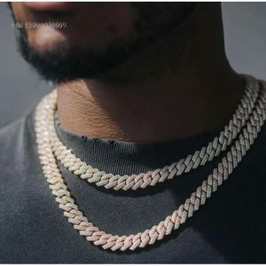 9-20Mm S Jewelry Hip Hop Moissanite Vvs Sier Bling Iced Out Prong Link Cuban Chain Necklace