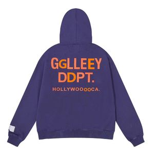 GalleryDept Tasarımcı Hoodies Erkek Hoodie Vintage Street Kişiselleştirilmiş Moda Kış Amerikan Uzun Kollu Pamuk Gri Harf Baskı Külot Kazak Kıyafetleri XL