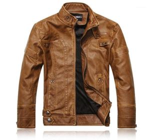 Spring Autumn Men Fashion Vintage Solid Color Faux Leather Jacket Male PU Slim Stand Motorcycle Coats B28 Men039s Fur 8339542