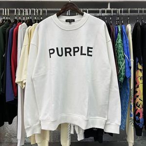 Fioletowa marka z kapturem High Street Streetwear Purple Hoodie Kobiety mężczyźni z kapturem bluzy Letter Naklejka wielokolorowa z kapturem 758