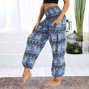 Capris Yoga Spodnie Kobiety Boho Pants High talia worka Bloomers Spodnie Drukuj Hippie Summer Beach Spodnie na podróżne spodnie wakacyjne