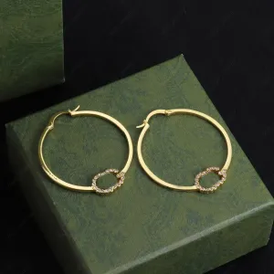 Lüks Tasarımcı Çember Küpeler Kadın Altın Elmas Küpeler Stud Mücevher Goklar G Küpe Saplama Dangle Earing Des Bouclees Oreilles Düğün Hediyesi