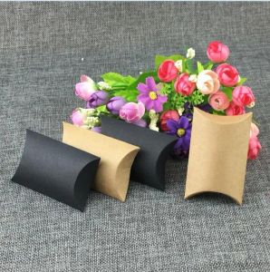 Display 100pcs/lot Cute Kraft Paper Pillow Favor Gift Box and for Wedding Party Favour Gift Candy Box