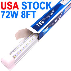 8 fot LED -butiksljus 72W 96 tum 7200 lm LED under skåpljus, T8 Integrated Tube Light Fixture för Utility 8ft Shop Light Tak Corded Electric Garage Crestech