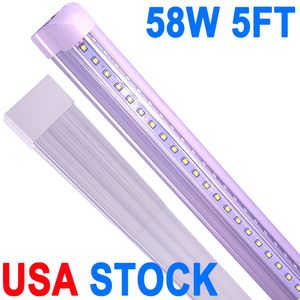 (25-pack) 5ft LED-butiksljus fixtur, V-form 58W 5800lm 6500K (dagsljusvit), klar lins 5 fot, 60 '' T8 Integrerat LED-rör, länkbara LED-glödlampor, verkstad Crestech