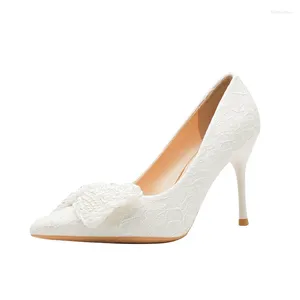 Dress Shoes 2024 Wedding Bridal Lace White High Heels Women Stiletto Large Size 31-43