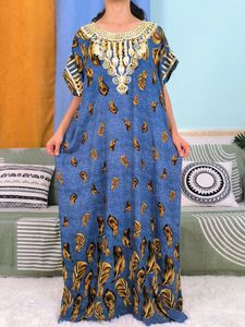 Ethnische Kleidung Afrikanische Boubou-Kleider für Frauen Traditionelle Blumenbaumwollapplikationen Abayas Nigeria Lose Femme Robe Islam mit Hijabs