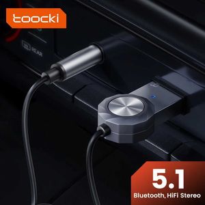 Bluetooth Araba Kiti Toocki Bluetooth Aux Adaptör Dongle USB TO 3.5mm Jack Araba Audio Aux Bluetooth 5.1 Araba Alıcı için Elle Başın