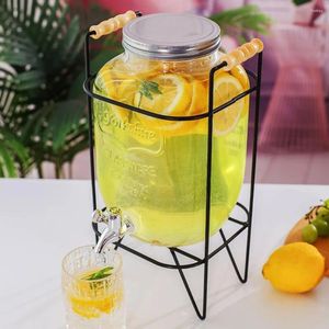 Bottiglie d'acqua Barattolo di vetro da 4 litri Dispenser per succhi di frutta Bevande con rubinetto e supporto