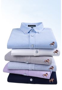 Mäns casual polo ralphs långärmad vår och höstverksamhet bomull oxford non järn smal paul formell skjorta hög kvalitet m-4xl