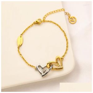 Beaded Strand Bracelets Women Bangle Fashionable Classic18K Gold Sier Love Plated Link Chain Stainless Steel Perfect Gift Wristband Dhgbo