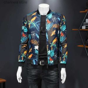 Jaquetas masculinas 2023 Outono Novo Mens Floral Impresso Jaqueta Vintage Clássico Designer de Moda Bomber Jaquetas Homens Party Club Outfit Ropa Hombre 6XL T240227