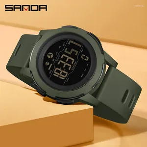 ساعة معصم Sanda Top Brand Men يشاهد اللياقة البدنية التي تعمل على قياس السعرات الحرارية الرياضية 50M مقاوم للماء LED Digital Watch Military Wristwatch