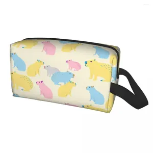 Cosmetic Bags Capybara Colorful Pattern Travel Toiletry Bag Women Wild Animals Of South America Makeup Beauty Storage Dopp Kit