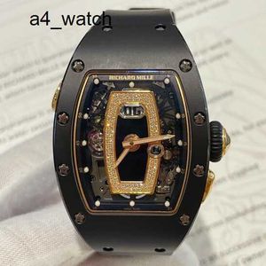 Ostatni nadgarstek zegarek na rękę damską RM Watch RM037 Lady Series 52.63*34,4 mm Automatyczny kalendarz mechaniczny Kobiet zegarek czarna ceramiczna czarna warga z diamentem