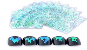 22sheets Flame Holo Nail Sticker Adhesive Vinyls Stencil 3D Nail Art Stickers Decals Manicure Decorations8014378