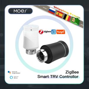 コントロールMOES TRV Zigbee 3.0 Tuya New Radiator Actuator Valve Smart Programmable Thermostat Heater Alexa Voice Control