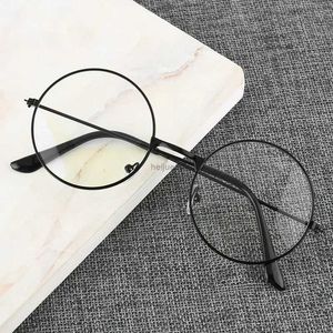 Eyeglass Frame Fashion Round Metal Frame Blue Light Blocking Personality College Style Clear Lens Eye Glasses Eye Protection Mobile Phone Game