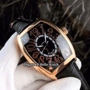 Data CURVEX Black Dial Asian 2813 Automatic Mens Watch Rose Gold Case Pulseira de Couro de Alta Qualidade Barato Novo Gents Relógio de Pulso Hello275M