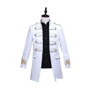 Męskie garnitury Blazers męsne vintage wojskowy Tunik Long Orienta Mess Mess Dress Medieval Costume Gothic Suit for Party Wedding Drop de Dhxdg