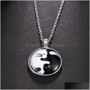 Collane con ciondolo Nuova collana di dichiarazione animale per le donne Moda Donna Uomo Yin Yang Gatto Ciondolo Collane girocollo Gioielli regalo con Li Dhxyi