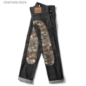 Jeans masculinos rua americana popular vintage padrão personalizado bordado jeans masculino y2k novo harajuku casual solto calças de perna larga reta t240227