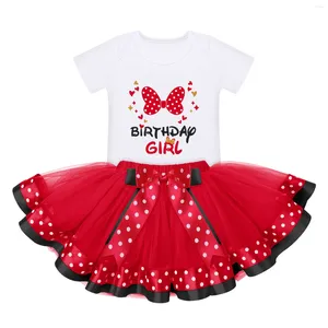 Clothing Sets Baby Girls Birthday Tutu Dress Outfit Letter Printing Theme Party Polka Dots Tulle Skirt Holiday Daily Wear