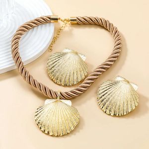 Halskette Ohrringe Set Sommer Seil Kette Muschel Anhänger Halsketten für Frauen Boho Strand Party Schmuck Geburtstagsgeschenk