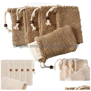 Bath Brushes, Sponges & Scrubbers Natural Exfoliating Mesh Soap Saver Sisal Bag Pouch Holder For Shower Bath Foaming And Drying Fy7323 Dhhdw