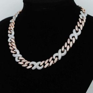 Iced Out Chain for Men Women Miami Cuban Link Halsband Luxury Micro Paled Rose Gold White Cz Cuban Fashion Hip Hop Jewelry241K