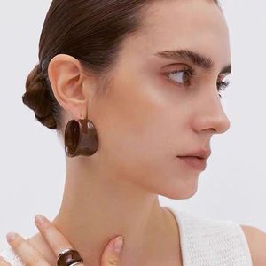 Autumn/Winter New Unique Chocolate Enamel Drop Glaze Irregular Ring Earrings with European and American Temperament Simple Earrings for Women's Versatile Style
