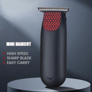 Trimmare laddningsbara skallig klippare 0 mm T stålblad Cutter Barber Shop Professional Hair Trimmer For Men Kits Beard 3 Guide Combs Mini