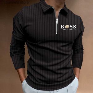 Erkek Tişörtleri Yeni Sıcak Satış Moda Yaz Gündelik Adam T-Shirt Fermuar Şerit Uzun Kollu Erkek Gömlek Top T240227