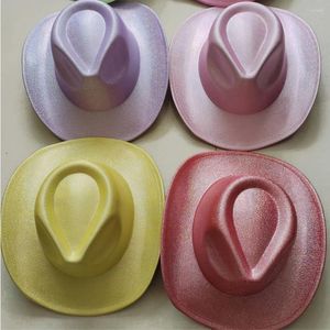 Berets prata colorido glitter cowboy chapéu ocidental homens e mulheres retro festa palco ao ar livre cavaleiro atacado