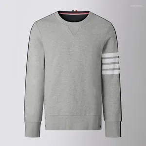 Herr hoodies koreanska sweatshirt Spring Autumn Coats Cotton Classic 4-bar rand Crewneck Pullovers Casual Sports Streetwear Mens Tops